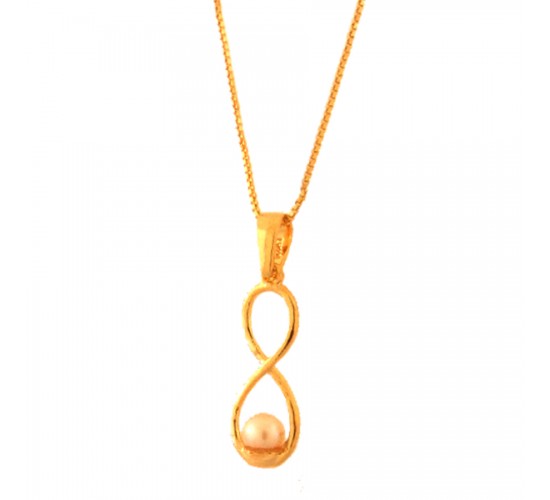 Colar infinito liso com perola. 16x2mm. 163000