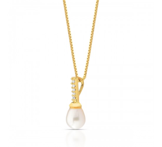 Colar perola haste zirconia cristal. 10x1mm. 163001