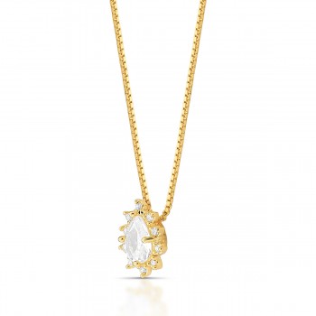 Colar gota cristal e zirconia cristal em volta. 5x3mm. 1630050