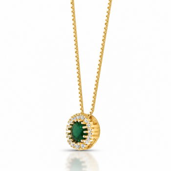 Colar chuveiro redondo pedra maior zirconia verde esmeralda aro com zirconia cristal em volta. 1630098 Colar chuveiro redondo pedra maior zirconia verde esmeralda aro com zirconia cristal em volta. 1630098