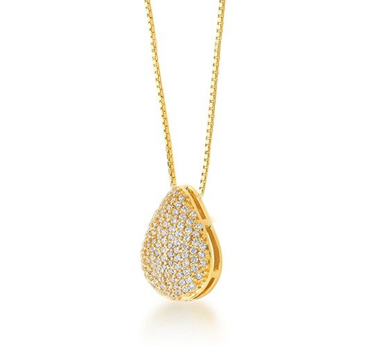 Colar gota todo cravejado com zirconia cristal.1630200