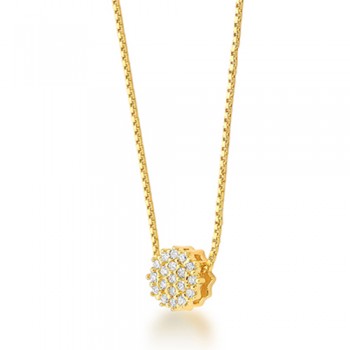 Colar chuveiro redondo pequeno zirconia cristal, corrente 40cm. 1630220