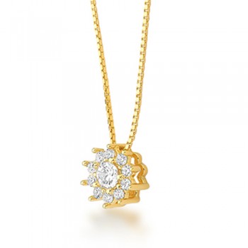Colar flor pequena zirconia cristal, corrente 40cm. 3mm. 1630230