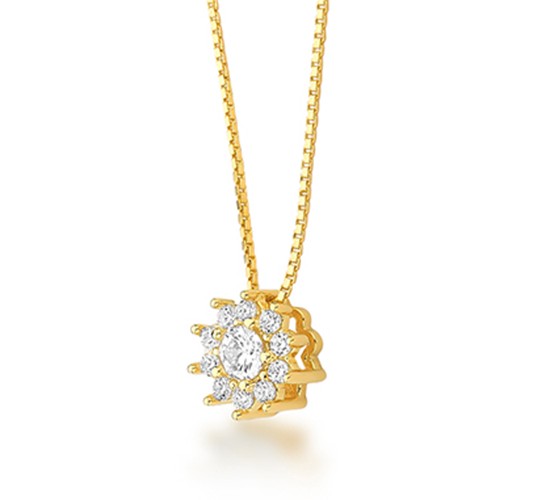 Colar flor pequena zirconia cristal, corrente 40cm. 3mm. 1630230