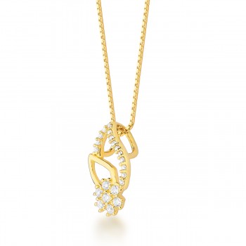 Colar gota lista e com zirconia cristal, corrente 45cm. 1630241