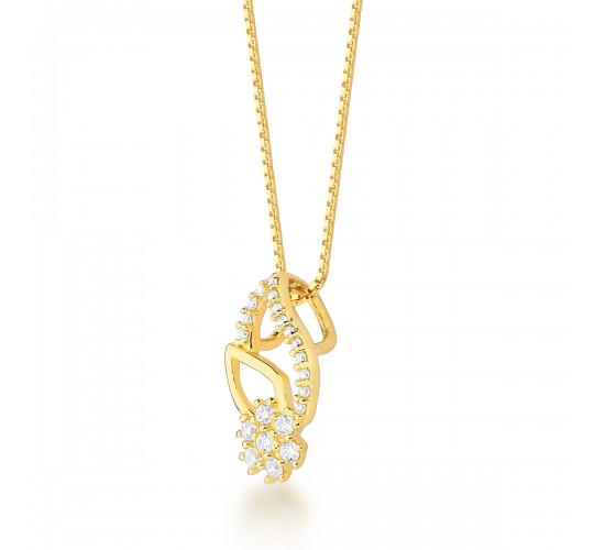 Colar gota lista e com zirconia cristal, corrente 45cm. 1630241