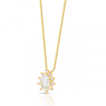Colar gota cristal 9mm, zirconia cristal em volta. Corrente 45cm. 1635560