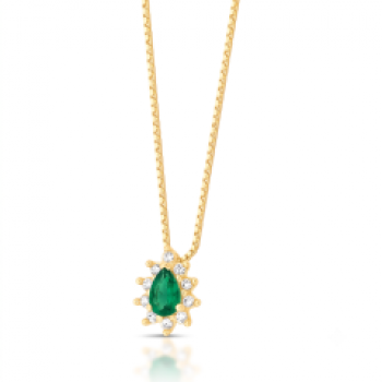 Colar gota verde esmeralda 9mm, zirconia cristal em volta. Corrente 45cm. 1635568 Colar gota verde esmeralda 9mm, zirconia cristal em volta. Corrente 45cm. 1635568
