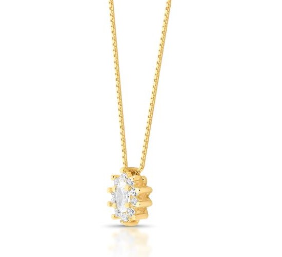 Colar oval cristal 10mm com zirconia cristal em volta, 45cm. 1635570