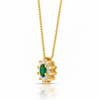Colar oval verde esmeralda 10mm com zirconia cristal em volta, 45cm. 1635578