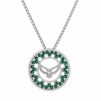 Colar divino com aro redondo pequeno zirconia verde paraiba. 10mm, prata. 360041