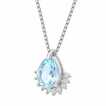 Colar gota azul claro zirconia cristal embaixo, Prata. 360050 Colar gota azul claro zirconia cristal embaixo, Prata. 360050