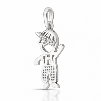 Pingente menino vazado zirconia cristal, prata. 360063