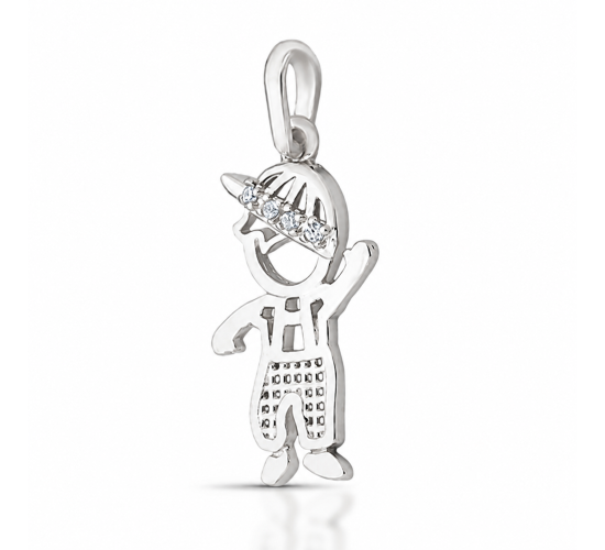 Pingente menino vazado zirconia cristal, prata. 360063
