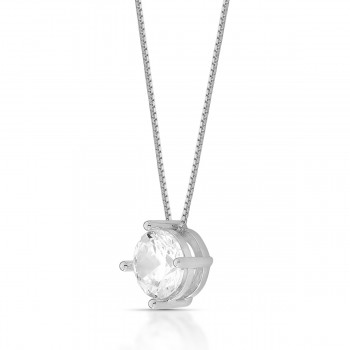 Colar ponto de luz zirconia cristal 8mm, Prata 360069