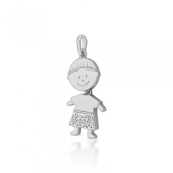 Pingente menino com shorts zirconia cristal, Prata. 360731