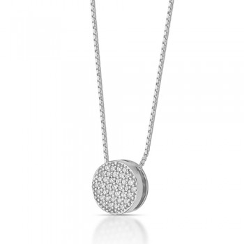 Colar chuveiro redondo zirconia cristal, prata. 360775