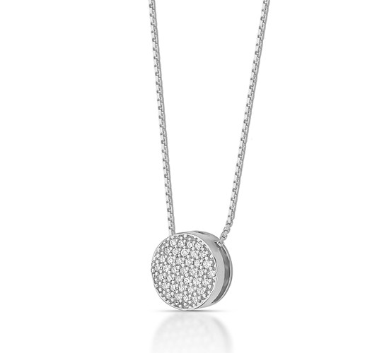 Colar chuveiro redondo zirconia cristal, prata. 360775
