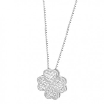 Colar trevo maior zirconia cristal, 9x9mm, Prata. 360855
