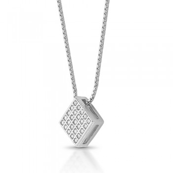 Colar chuveiro losango pequeno zirconia cristal. 2x2mm, prata. 360856