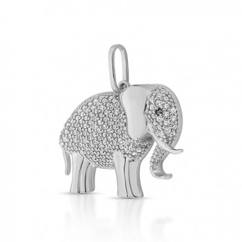 Pingente elefante zirconia cristal, prata. 360927