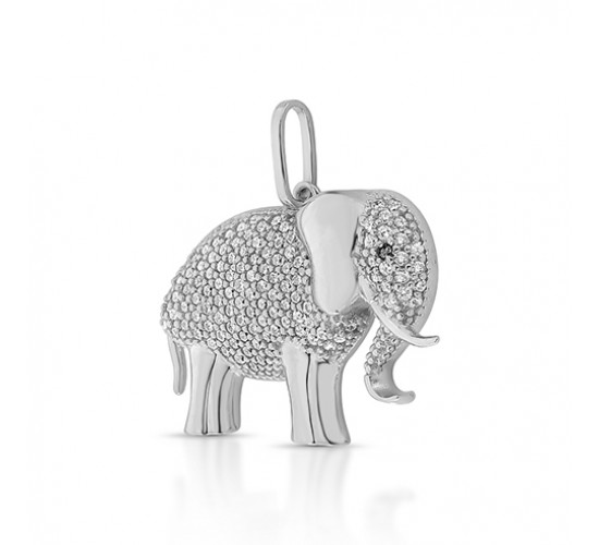 Pingente elefante zirconia cristal, prata. 360927