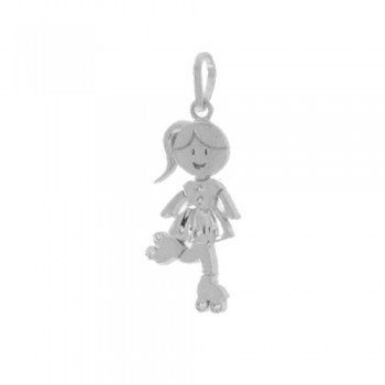 Pingente menina de patins com zirconia cristal, Prata.  361070