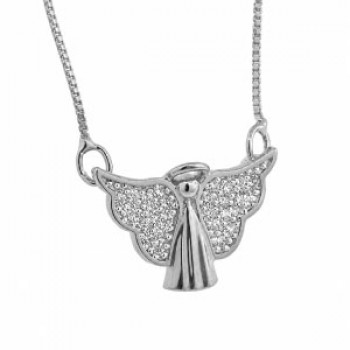 Colar anjo asa zirconia cristal. 6x11mm. 261072