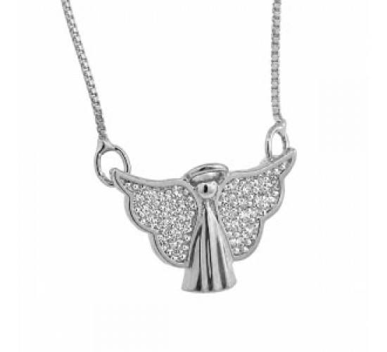 Colar anjo asa zirconia cristal. 6x11mm. 261072