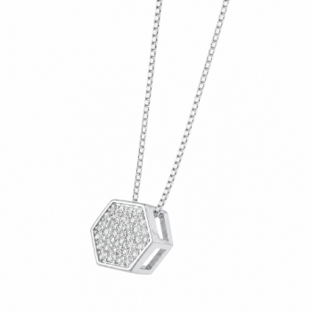 Colar chuveiro sextavado zirconia cristal. 2x3mm, prata. 361156 Colar chuveiro sextavado zirconia cristal. 2x3mm, prata. 361156