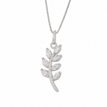 Colar ramo com folhas navete cristal, 16x4mm, Prata. 361177 Colar ramo com folhas navete cristal, 16x4mm, Prata. 361177