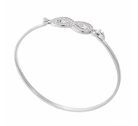 Pulseira infinito zirconia cristal com aro liso fino. 361179