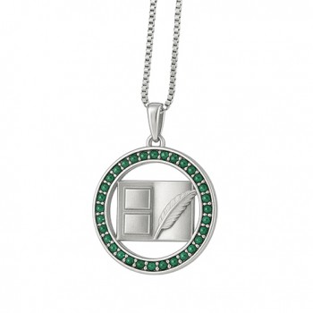 Colar profissao magisterio zirconia verde, prata. 361481