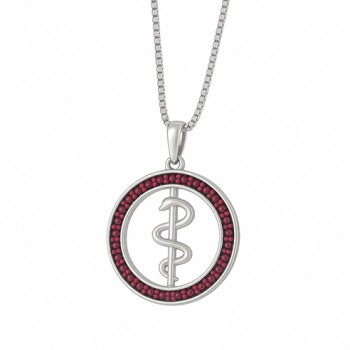 Colar profissao odontologia zirconia vermelho escuro, Prata.  361482