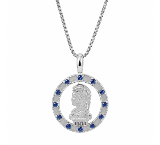 Colar profissao engenharia zirconia azul, prata. 361485