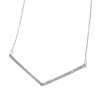Colar em V zirconia cristal. 38mm, prata. 361615