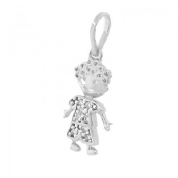 Pingente menino pequeno zirconia cristal, Prata.  361617