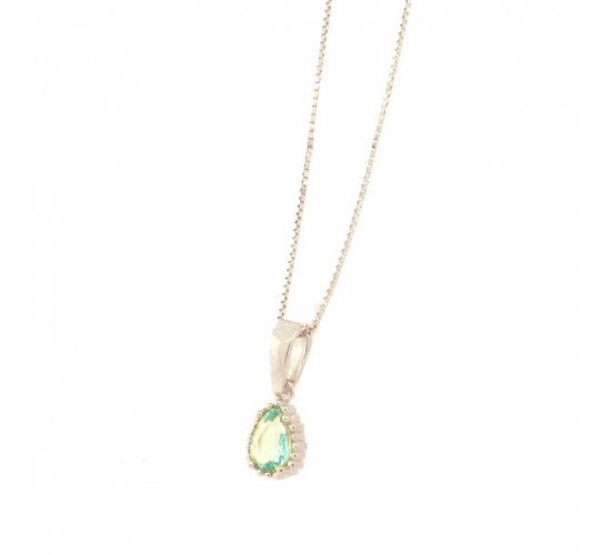 Colar pedra gota azul claro, Prata. 361736
