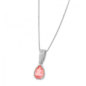 Colar pedra gota rosa claro, Prata. 361737