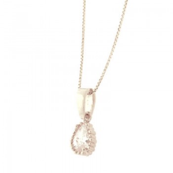 Colar pedra gota cristal, Prata. 361738