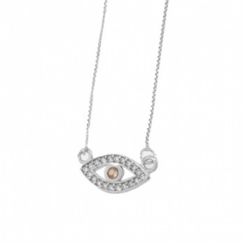 Colar olho grego zirconia azul com zirconia cristal em volta. 2x8mm, prata. 361814
