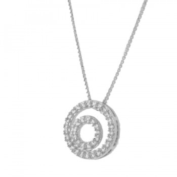 Colar circulo maior e menor zirconia cristal. 6mm, prata. 361873