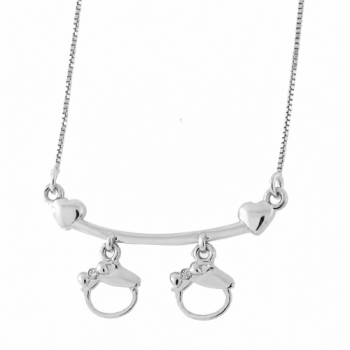 Colar canga 2 meninas zirconia cristal na lateral. 11x25mm, prata. 361906 Colar canga 2 meninas zirconia cristal na lateral. 11x25mm, prata. 361906