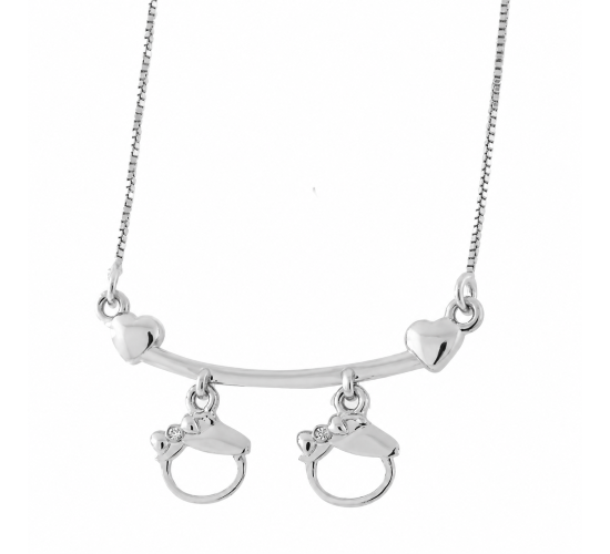 Colar canga 2 meninas zirconia cristal na lateral. 11x25mm, prata. 361906