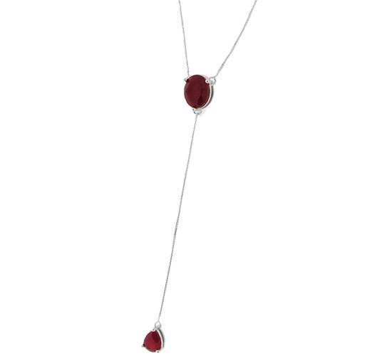 Colar gravatinha zirconia vermelha, prata. 361913