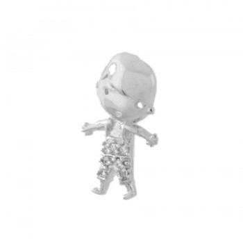 Pingente menino roupa zirconia cristal, Prata.  362006