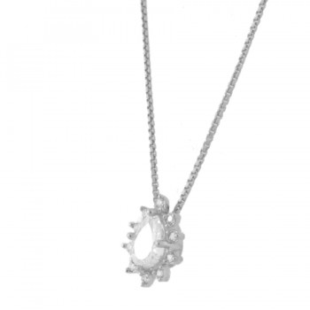Colar gota cristal e zirconia cristal em volta. 5x3mm, prata. 3630050