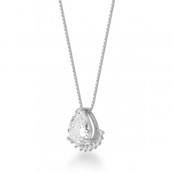 Colar gota cristal zirconia branca embaixo, 6x6mm, Prata. 3630080