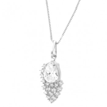 Colar gota cristal com cascata de zirconia cristal. 16x9mm. 3630100