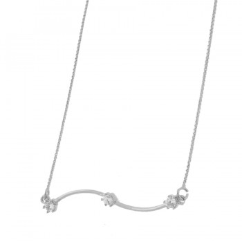 Colar fino com movimento e 3 zirconias cristais, prata. 3630120